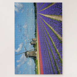 Bloemen en windmolens in een veerlandschap legpuzzel