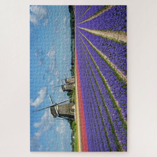 Bloemen en windmolens in een veerlandschap legpuzzel (Verticaal)