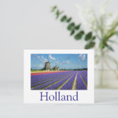 Bloemen en windmolens in Holland, tekst briefkaart (Staand voorkant)