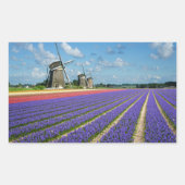 Bloemen en windmolens rechthoekige sticker (Voorkant)