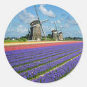 Bloemen en windmolens rond sticker (Voorkant)