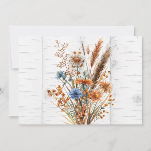 Bloemen en witte berkenboom Bewaar de datumkaarten Kaart (Achterkant)