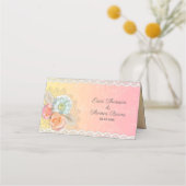 Bloemen en witte kant plaatskaartje (Achterkant)