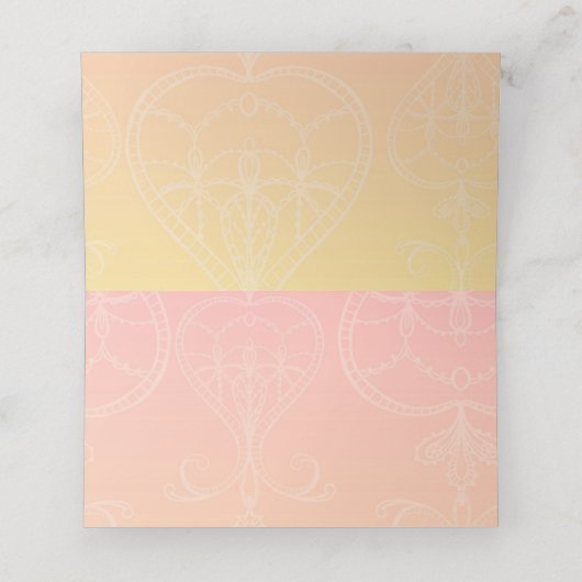 Bloemen en witte kant plaatskaartje (Binnenkant ongevouwen)