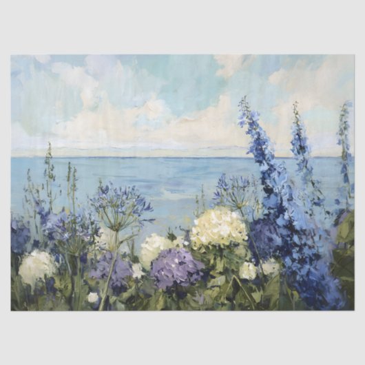 Bloemen en Zee Schilderen Decoupage Tissuepapier (Voorkant)