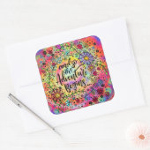 Bloemen En zo begint het avontuur Vierkante Sticker (Envelop)