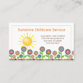 Bloemen en zonnebrandcrème visitekaartje (Voorkant)