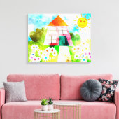 Bloemen en zonneschijn canvas afdruk (Insitu (Woonkamer))