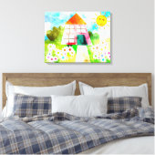 Bloemen en zonneschijn canvas afdruk (Insitu (Slaapkamer))