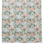 Bloemen en zwanen douchegordijn (Voorkant)