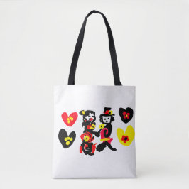 Bloemen en zwarte en rode Valentijnsdag Tote Bag