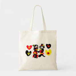 Bloemen en zwarte en rode Valentijnsdag Tote Bag