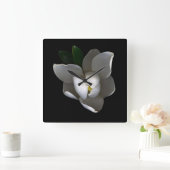 Bloemen | Enkelwitte Magnolia Blossom Vierkante Klok (Huis)
