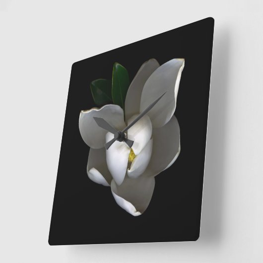 Bloemen | Enkelwitte Magnolia Blossom Vierkante Klok (Hoek)