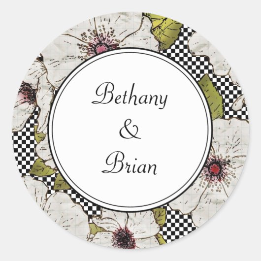 Bloemen envelopzegels ronde sticker (Voorkant)