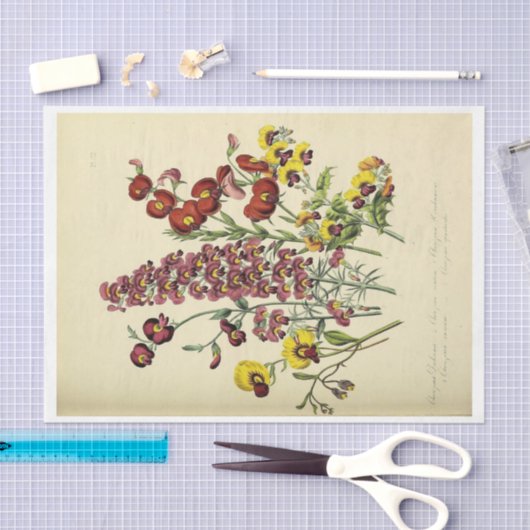 Bloemen Ephemera Decoupage Geel Paars Bloemen Tissuepapier (Craft)