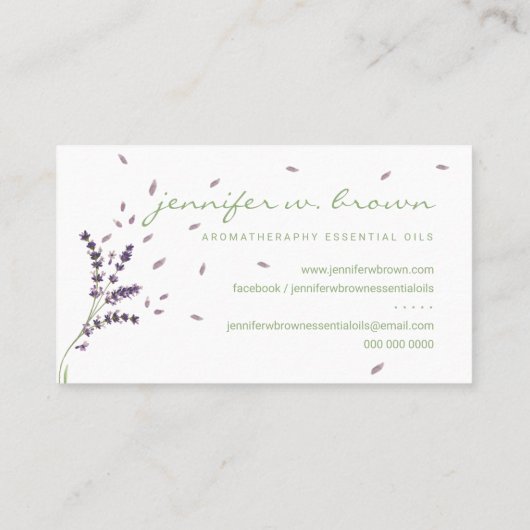 Bloemen essentie olie parfumlavendel botanisch visitekaartje (Achterkant)