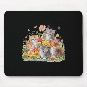 Bloemen esthetisch geschilderde Kittens en pers Muismat