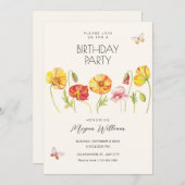 Bloemen esthetische verjaardag kaart (Voorkant / Achterkant)