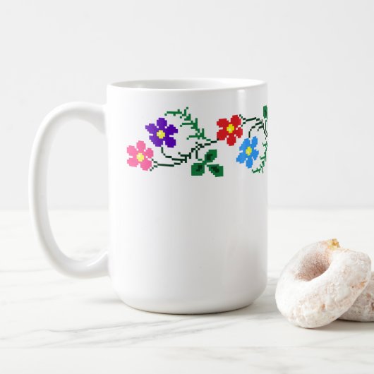 Bloemen Etnische Borduurwerk Mok (Met donut)
