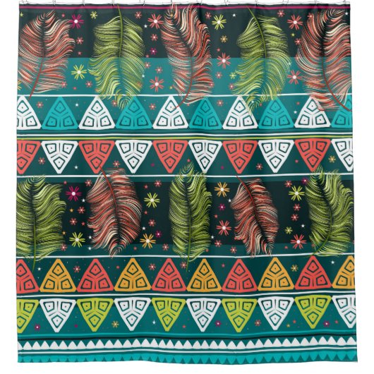 Bloemen Etnische Doodle: Zacht . Douchegordijn (Voorkant)