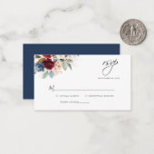 Bloemen Eucalyptus Bourgondië bruiloft RSVP Kaart Notitiekaartje (Voorkant / Achterkant in situ)