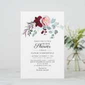 Bloemen Eucalyptus Bruids Douche Uitnodiging Briefpapier (Staand voorkant)