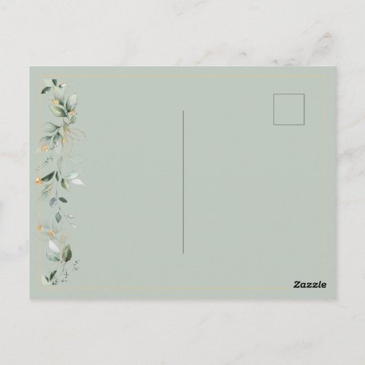 Bloemen Eucalyptus groen goud bruiloft groen Briefkaart (Achterkant)