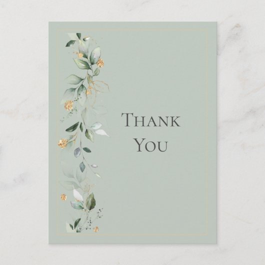 Bloemen Eucalyptus groen goud bruiloft groen Briefkaart (Voorkant)