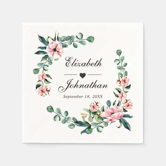 Bloemen Eucalyptus groen krans Waterverf | Servet (Voorkant)