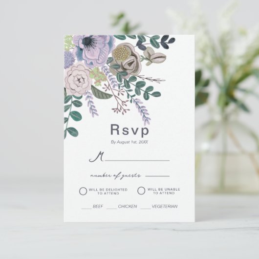 Bloemen Eucalyptus Lavendel Boho Huwelijk Kaart (Staand voorkant)