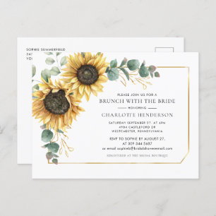 Bloemen Eucalyptus Zonnebloem Bridal Brunch Uitnodiging Briefkaart