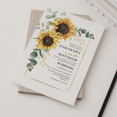 Bloemen Eucalyptus Zonnebloem bruiloft uitnodiging