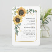 Bloemen Eucalyptus Zonnebloem repetitie diner Kaart (Staand voorkant)
