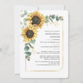 Bloemen Eucalyptus Zonnebloem repetitie diner Kaart (Voorkant)
