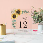 Bloemen Eucalyptus Zonnebloem Tafel Nummer Acryl Bord (Huwelijk)