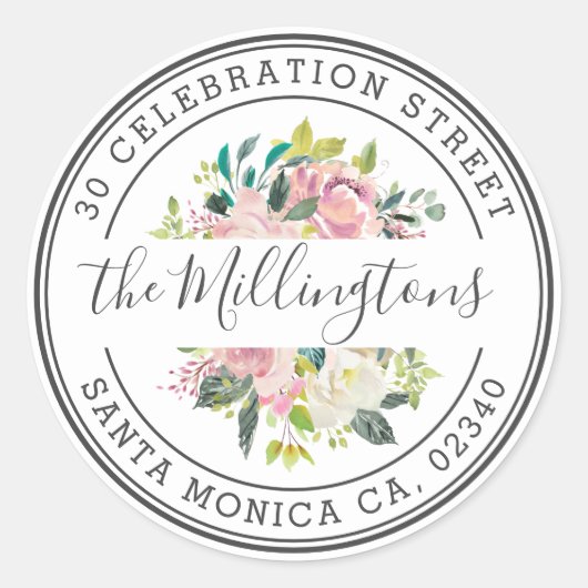 Bloemen familienaam retour adres envelop zegel (Voorkant)