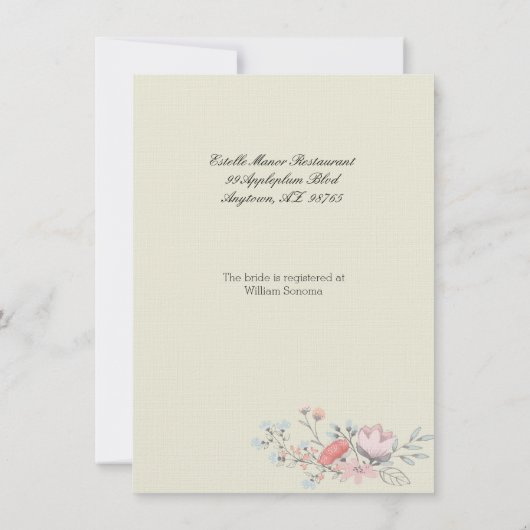 Bloemen Fancy Lijst bruids doucheuitnodiging Kaart (Achterkant)