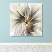 Bloemen, Fantasie Bloem met Aardkleuren Triptiek Canvas Afdruk (Insitu (Houten vloer))