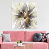 Bloemen, Fantasie Bloem met Aardkleuren Triptiek Canvas Afdruk (Insitu (Woonkamer))
