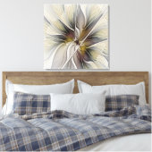 Bloemen, Fantasie Bloem met Aardkleuren Triptiek Canvas Afdruk (Insitu (Slaapkamer))