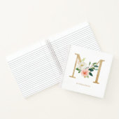 Bloemen Faux Gold Folie Letter M Monogram Notitieboek (Binnen)