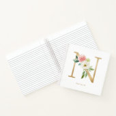  Bloemen Faux Gold Folie Letter N Monogram Notitieboek (Binnen)