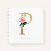  Bloemen Faux Gold Folie Letter P Monogram Notitieboek (Voorkant)
