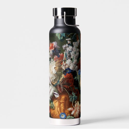 Bloemen Faux Gold Monogrammed  Floral Art Waterfles (Links)