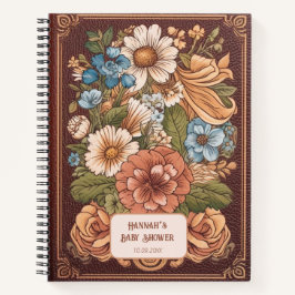  Bloemen Faux Leather Baby shower Gastenboek Notitieboek