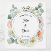 Bloemen "Feest van de liefde" met namen Wijn Etiket (Enkel label)