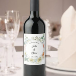 Bloemen "Feest van de liefde" met namen Wijn Etiket