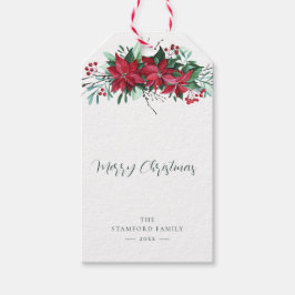 Bloemen Feestelijke Poinsettia Kerst Feestdagen Cadeaulabel