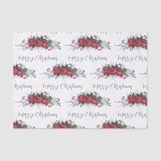 Bloemen Feestelijke Poinsettia Kerst Feestdagen Tissuepapier (Voorkant)